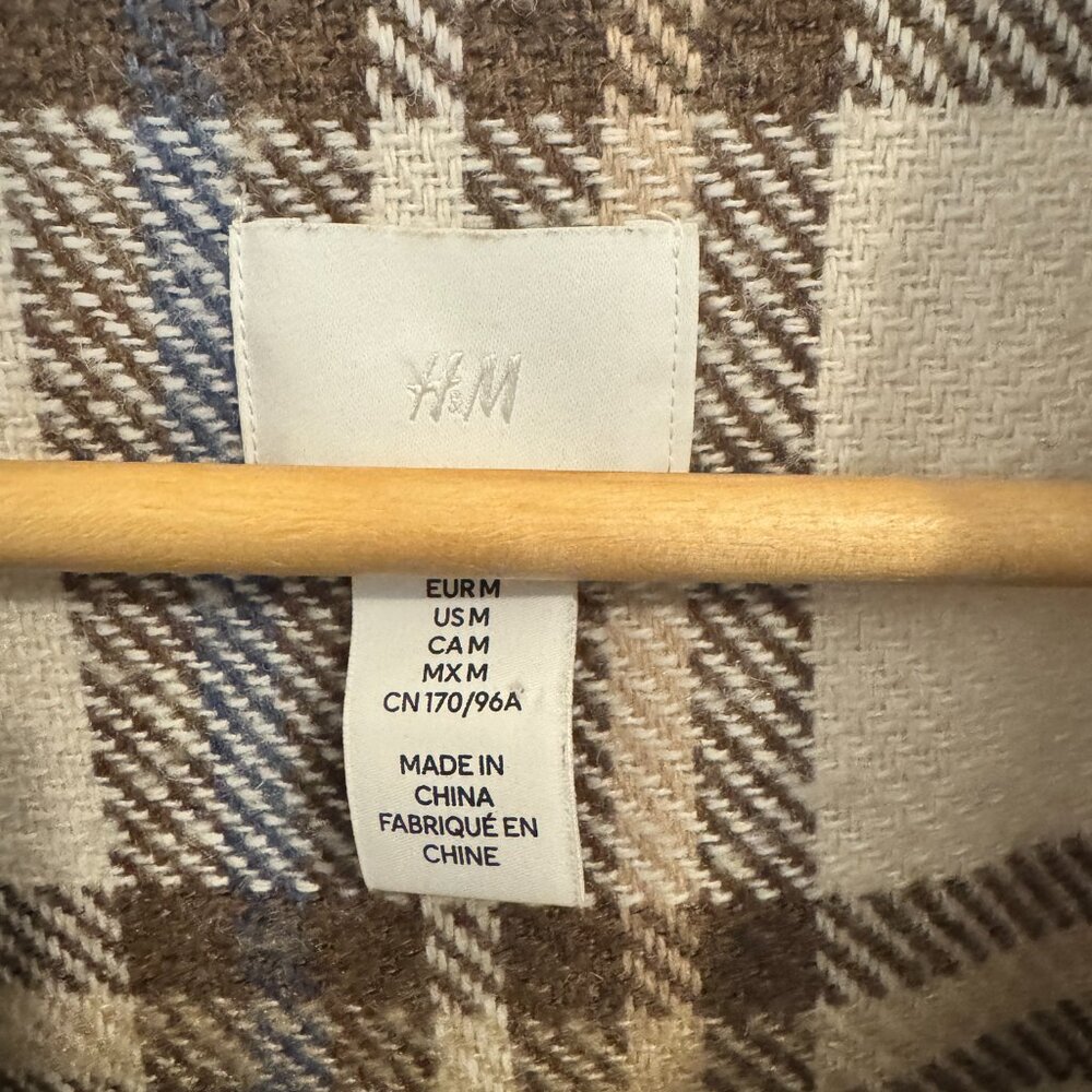 🧥 Plaid Wool Blend Shacket Coat | Size M - Picture 6 of 8